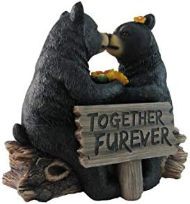 DWK Honey Love Crni medvjed bračni par s simpatičnom znakom | Ljubavni ukrasi za vaš kućni ured i ukrasi za dom za dnevnu sobu | Dekor