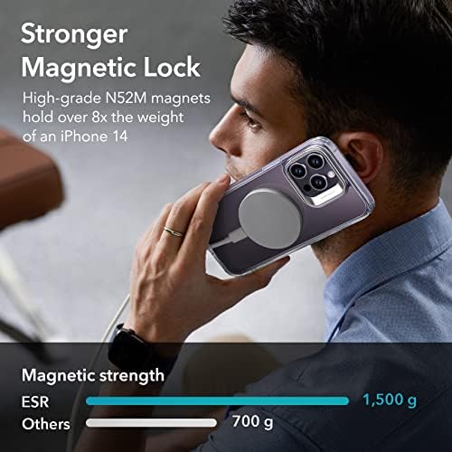ESR magnetski telefon za telefon za iPhone 14 Pro, kompatibilan s Magsafeom, ugrađenim postoljem za prstenaste kamere, zaštitom vojne