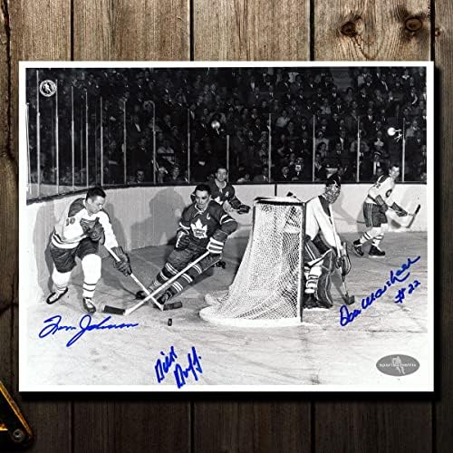 Tom Johnson i Don Marshall vs. Dick Duff Triple Autographed 8x10 Fotografija - Autografirane NHL fotografije