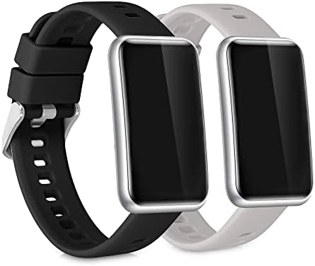 KWMobile satni traci kompatibilni s Huawei Watch Fit Mini - naramenice od 2 zamjenska silikonska pojasa - crno/sivo