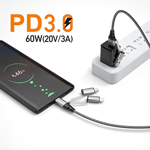 USB C višestruko brzo punjenje kabela PD 60W 3A Sync Sync najlonski pleteni kabel USB A/C za tip C/Micro/iPhone adapter QC brzo punjenje