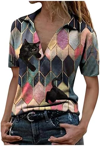 FRAGARN LEMNI TOPI za žene nisko izrezane majice Dijamantni grafički print majica labava fit kratki rukavi udobno casual majice