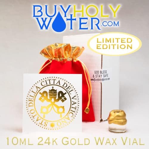 Blažena sveta voda 10 ml Zlatni vosak zapečaćena plutača ✞ Jedina autentična i certificirana sveta voda ✞ Blagoslovljena od strane