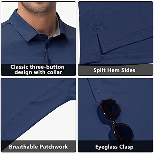 Jim League muški golf košulje polo brzo suhi lagani izvedba kratkih i dugih rukava atletski teniski ovratnik majice UPF50