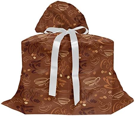 Poklon vrećica za kavu, šalice U Stilu Doodle i grah s uzorkom oblina i kovitlaca na apstraktnoj pozadini, platnena vrećica za zabavu