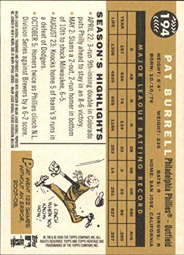 2009 Topps Heritage 194 Pat Burrell Philadelphia Phillies MLB BASEBALL CARD NM-MT