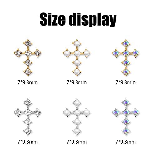 Danneasy 30pcs Cross Nail Charms 3D zlatno dragulji od srebra za nokte ab rinestones cross čari za nokte dizajn metalni ukras art art