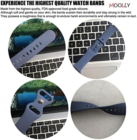 Moolly Band kompatibilan s Apple Watch Bandom 38 mm 40 mm 41 mm 42 mm 44 mm 45 mm 49 mm 49 mm, meki silikonski remen za zamjenu Sport