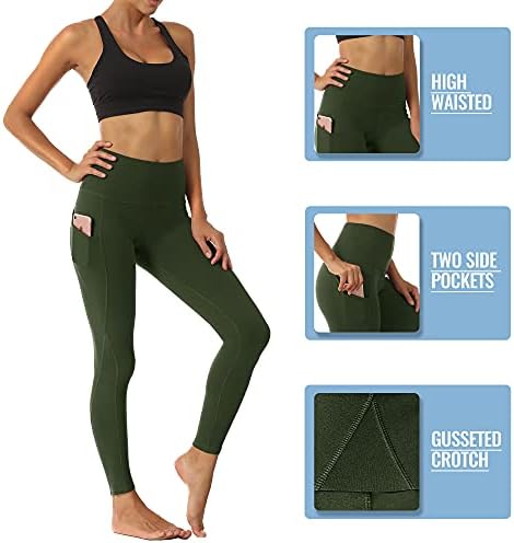 Visoki dan 3 gamaša za žene s džepovima - Kontrola trbuha Visoki struk trčanje plus veličine joga hlače