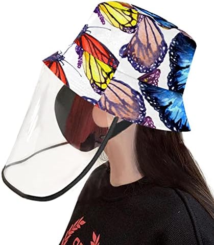 Odrasli zaštitni šešir sa štitom za lice, ribarska šešira protiv sunca, šarena leptira umjetnost
