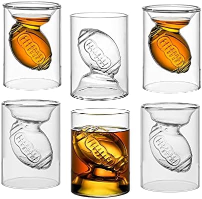 Sportski set od 6 nogometnih reverzibilnih čaša od 2 oz / 4,5 oz 2 oz / 4,5 Oz s reljefnim 3-inčnim oblikom nogometne lopte iznutra-prilagodljiv