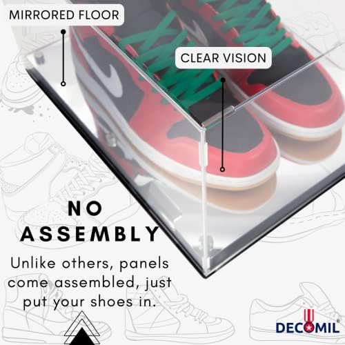 Decomil - Slučaj za prikaz cipela | Akrilna kutija za izložbu | 2 cipele zaslon | Ogledalo podne sportske memoribilije