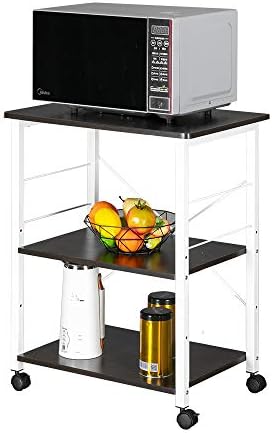 Stalak za kuhinjsku pekaru s 10 bočnih kukica Utility Storage Shelf Microwave Stalk kolica na kotačima, kuhinjski organizator stalak