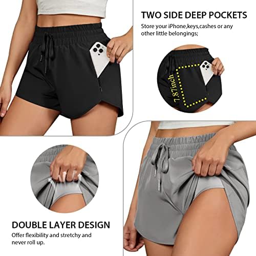 BMJL ženske kratke kratke hlače s visokim strukom Atletic Shorts Summer Gym Working Shot Skrat s džepovima s patentnim zatvaračem