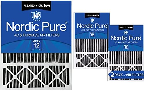 Nordic Pure 20x25x5 MERV 12 Pleated Plus Carbon Uklonjivi filter za peći ac Lennox X6673 1 pakiranje i 16x25x5 MERV 12 Carbon Plus