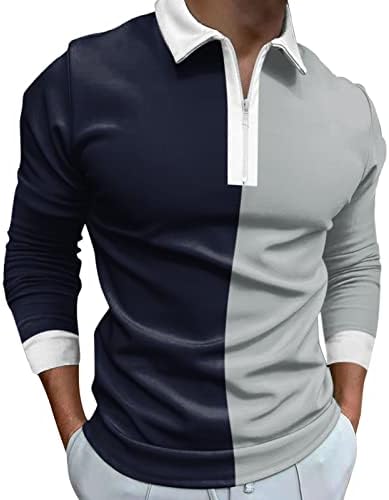 XXBR muške polo majice Zip up vrat, jesen zima boja dugih rukava blok patchwork golf vrhovi mišića casual dizajnerska košulja lagana