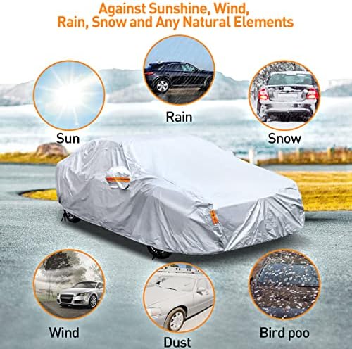AudewDirect Autok poklopac 6 slojeva Protemljenih vremenskih prometnih kiša snijeg UV zaštitnik sunca za automobile puni vanjski unutarnji