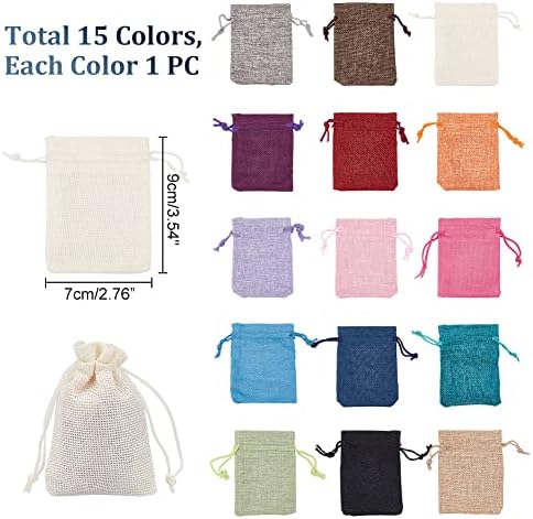 PH Pandahall 15 boja u boji vrećice za pakiranje vrećice za crtanje 2.7x3.5 '' Male platnene poklon vrećice za pakiranje pohranjivanja