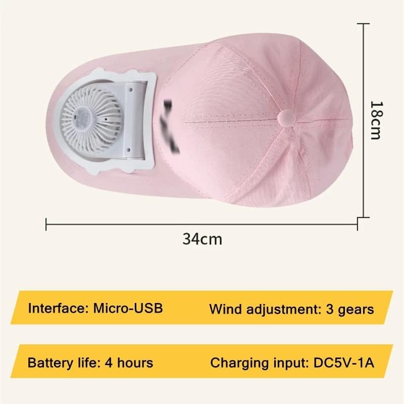 WDBBY Vanjski ljetni sunčani šešir s ventilatorom za hlađenje 3 brzina podesiva USB punjivi mini prijenosni električni ventilator ventilator