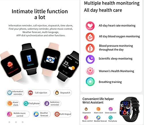 Geelyda Phone Smart Watch Odgovor/upućivanje poziva, 1,85 fitness tragač s krvnim tlakom krvi Krvavi monitor za spavanje pedometar,