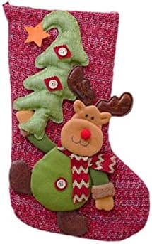 Wp582o božićne velike čarape karirane s plišanom manžetom čarapama za dekor poklon torba