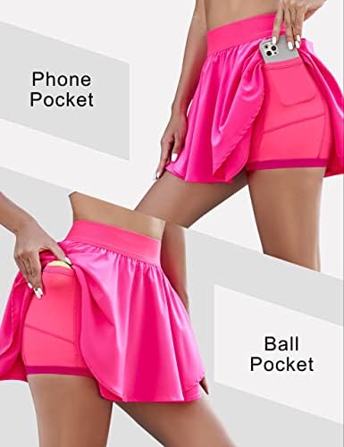 Cvjetajuća ženska teniska suknja s visokim strukom golf suknje brze suhe atletske skort 2,5 inča s džepovima