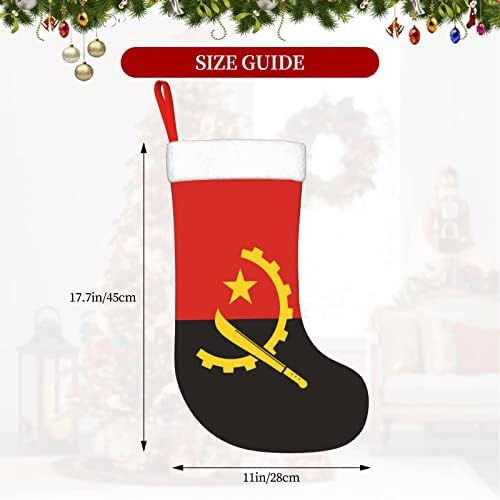 Cutedwarf zastava Angole božićna čarapa Božićni ukrasi za odmor kamin Viseća čarapa 18 inča čarape