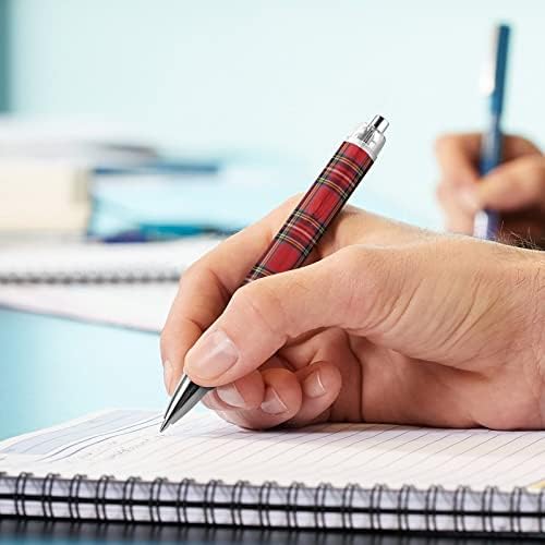 Crveni crni bivol škotski tartanski karirani karirani uvlačenje kuglice olovka plava tinta udobno pisanje kugle olovke smiješni poklon