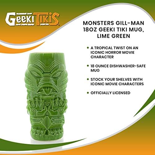Geeki Tikis 18 unca keramička šalica | Čudovišta Gill-Man | Limeta zelena