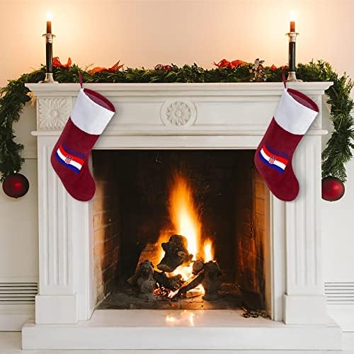Zastava Hrvatske božićne viseće čarape Slatka Djed Božićnjaka za ukrase za ukrase božićnih drveća darovi