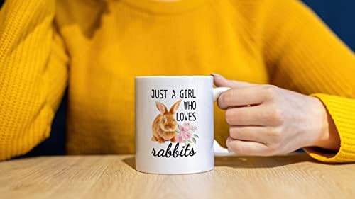 Dotain samo djevojka koja voli zečeve keramičke šalice - 11 unci slatka kawaii cvjetna zečja kava šalica čaj šalica čaj, smiješni božićni