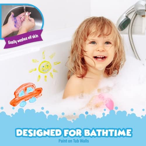 Kadica radi sapun za boju prsta, 12 brojanja | Netoksična, kupaća boja za pranje za malu djecu i djecu | Zabavne i svjetlucave boje