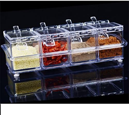 Cujux prijenosna kutija za začinjeni začin za skladištenje kuhinja začina šećerna sol prozirna četiri kutije sa žlicom