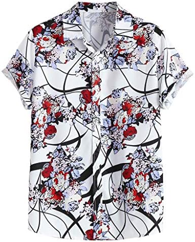 UBST muški gumb dolje, košulje, ljetni cvjetni print kratki rukavi casual košulja vintage redovita fit havajskih vrhova na plaži