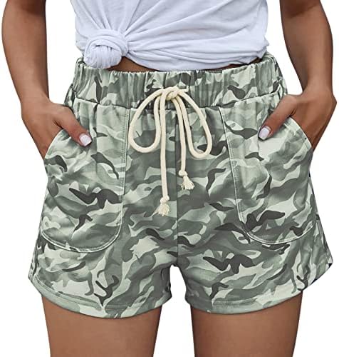 Gaozhen Pocket casual kamuflaža Čvrsta kratkih hlača u boji žene tiskane hlače Elastične hlače Pijama kratke hlače postavljene za žene