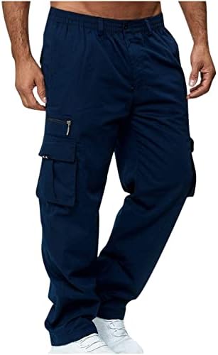 Bobt teretne hlače za muškarce Čvrsta boja povremeni višestruki džepovi Vanjski ravni tip Fitnes hlače hlače
