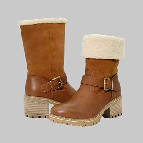 HCJKDU Zimske čizme za žene komadiće pamučne čizme s niskim petom toplinski ugodni vanjski ne klizani snježni čizme cipele