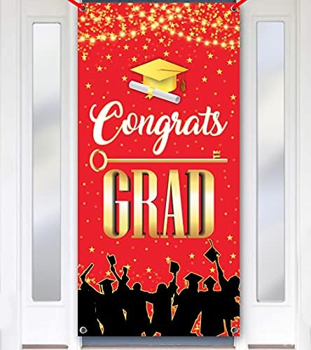 XTRALARGE Čestitamo Grad Banner 2022 Red - 72x44 inč | Veliki čestitke diplomiranih vrata na vratima - 74x36 inča | Diplomirani natpis,
