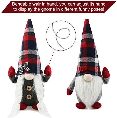 Božićni gnome plišani elf ukrasi - gospodin i gospođa Buffalo Plaid Xmas za odmor Scandinavian Tomte za božićne ukrase - Rasporedni