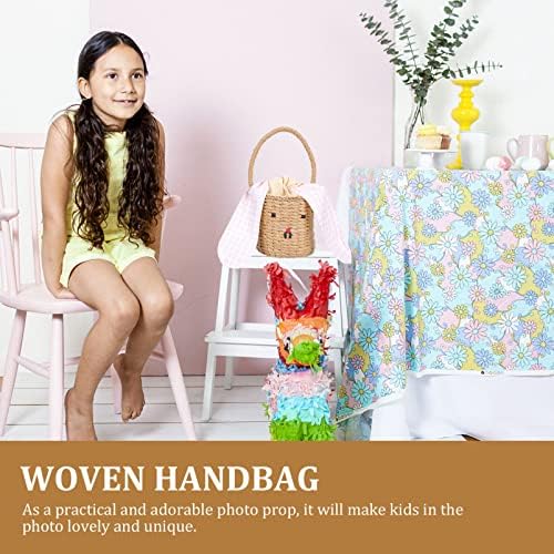 Pletene košare ženska torba za plažu Pletena torbica od ratana s ručkom: ručno izrađeni dizajn zečjih ušiju pletena košara dječje zabave