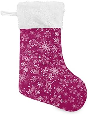 Alaza božićne čarape Božićne snježne pahuljice ružičasta klasična personalizirana velika čarapa ukrasa za obiteljski odmor u dekoru