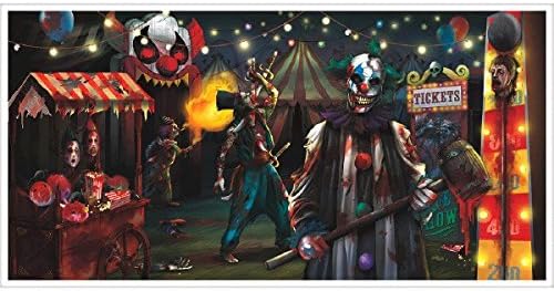 Amscan Giant Evil Circus Banner Halloween dekor, 1 CT multi -boja, 65 x 33 1/2