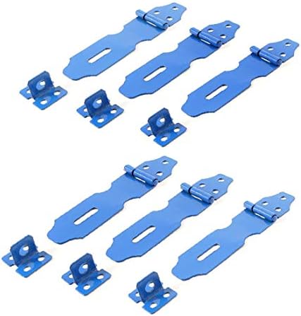 X-DREE BLUE METALNI ormarići ormarići kapici za zaključavanje vrata Hasp Staple 6 Sets (Puertas de Armario de Gabinete de Metal Azul