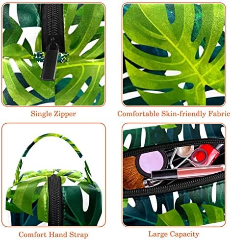 Tbouobt kozmetičke torbe torbe za žene, male torbice za šminku, monstera zelene tropske lišće
