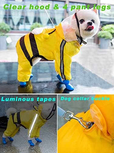 Pseći kišni kabanica za mali pas, bistra vodootporna kapuljača, plastična kišna odjeća, žuti oblik pčela, veličina l