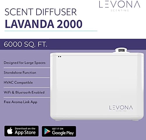 Levona Mirint lavanda: 6000 Sqft HVAC difuzor bez vode bez vode za vodostaj Miris zraka za ured, hotel i kućni miris difuzor i levona