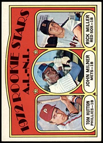 1972 Topps 741 AL - NL Rookies Tom Hutton/Rick Miller/John Milner Phillies/Mets/Red Sox EX/MT+ Phillies/Mets/Red Sox