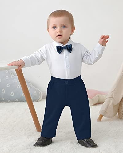 Disaur Baby Boy odjeća za odjeću, Gentleman Outfit Dress Romper + Beret Hat + Suspender hlače + Bow Tie Wedding Set 3-24 mjeseci