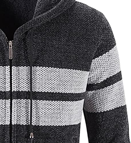 Muški puni patentni pleteni kardigan džemper Blok s kapuljačom s kapuljačom od runa zima tople kapuljače s dugim rukavima