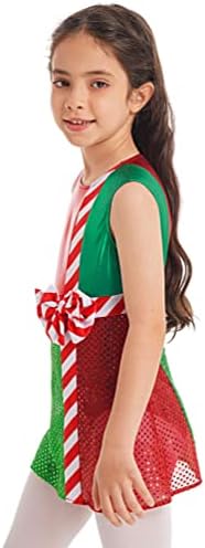 DPOIS Kids Girls Božićne šljokice plesna haljina kostim Santa Elf Outfit Lik Slive haljine za klizanje Dance odjeće